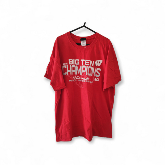 Blue 84 Wisconsin Badgers Basketball 2015 Big 10 Champions T Shirt, Red, Size XL