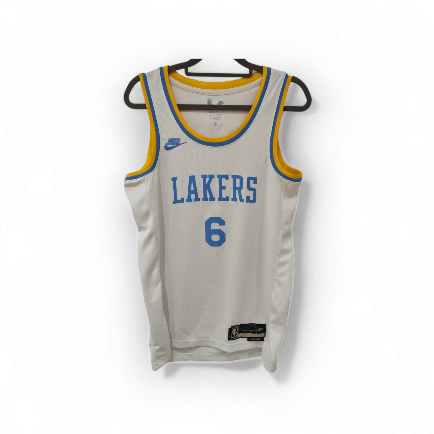 Nike Los Angeles Lakers NBA Classic Edition Jersey, #6 James, White, Size Small