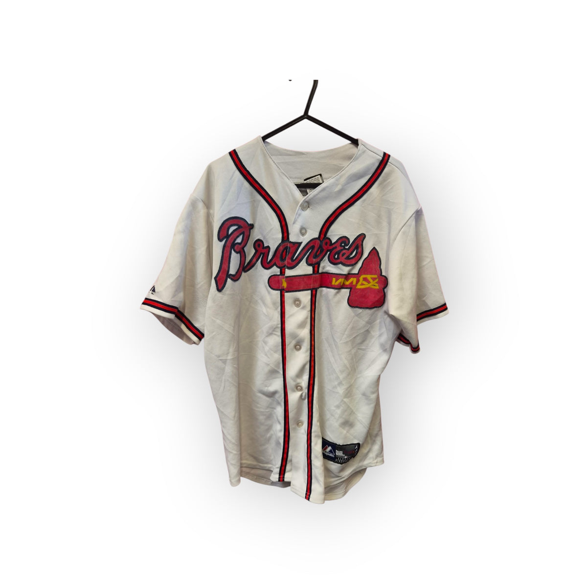 Majestic Atlanta Braves MLB Baseball Jersey, #8 Upton, White, Size Medium