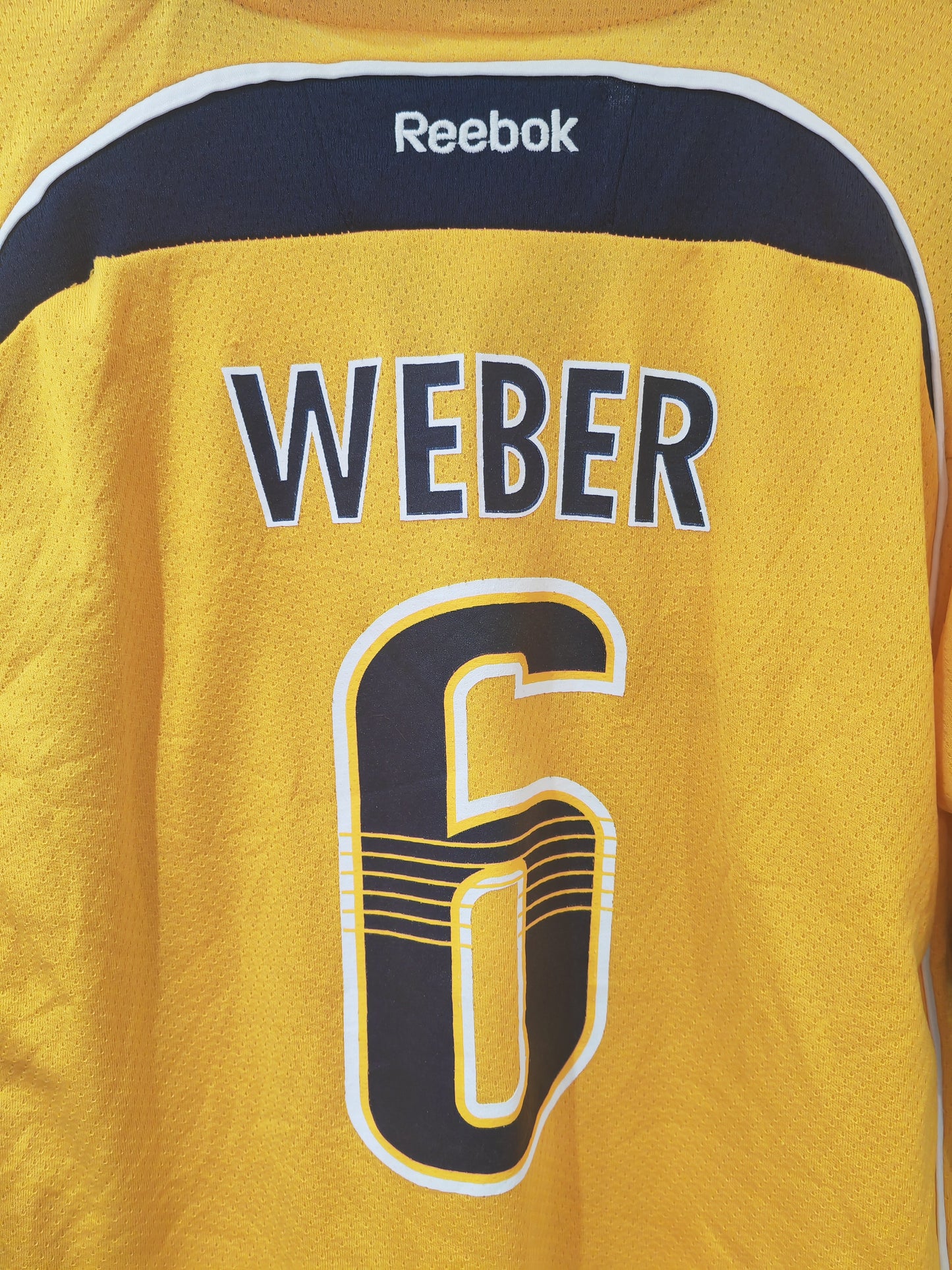 Youth Reebok Nashville Predators NHL Hockey Jersey, #6 Weber, Yellow, Size YL/XL