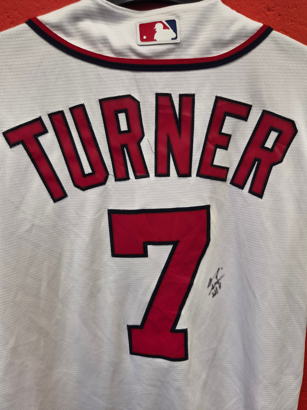 Majestic Washington Nationals MLB Baseball Jersey, #7 Turner, White, Size Small