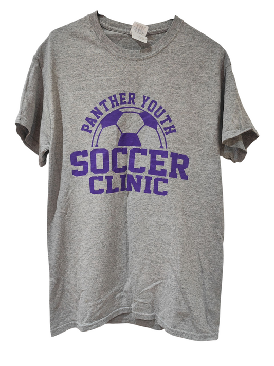 Gildan Panther Youth Soccer Clinic Shirt Sleeve T Shirt, Grey, Size Small
