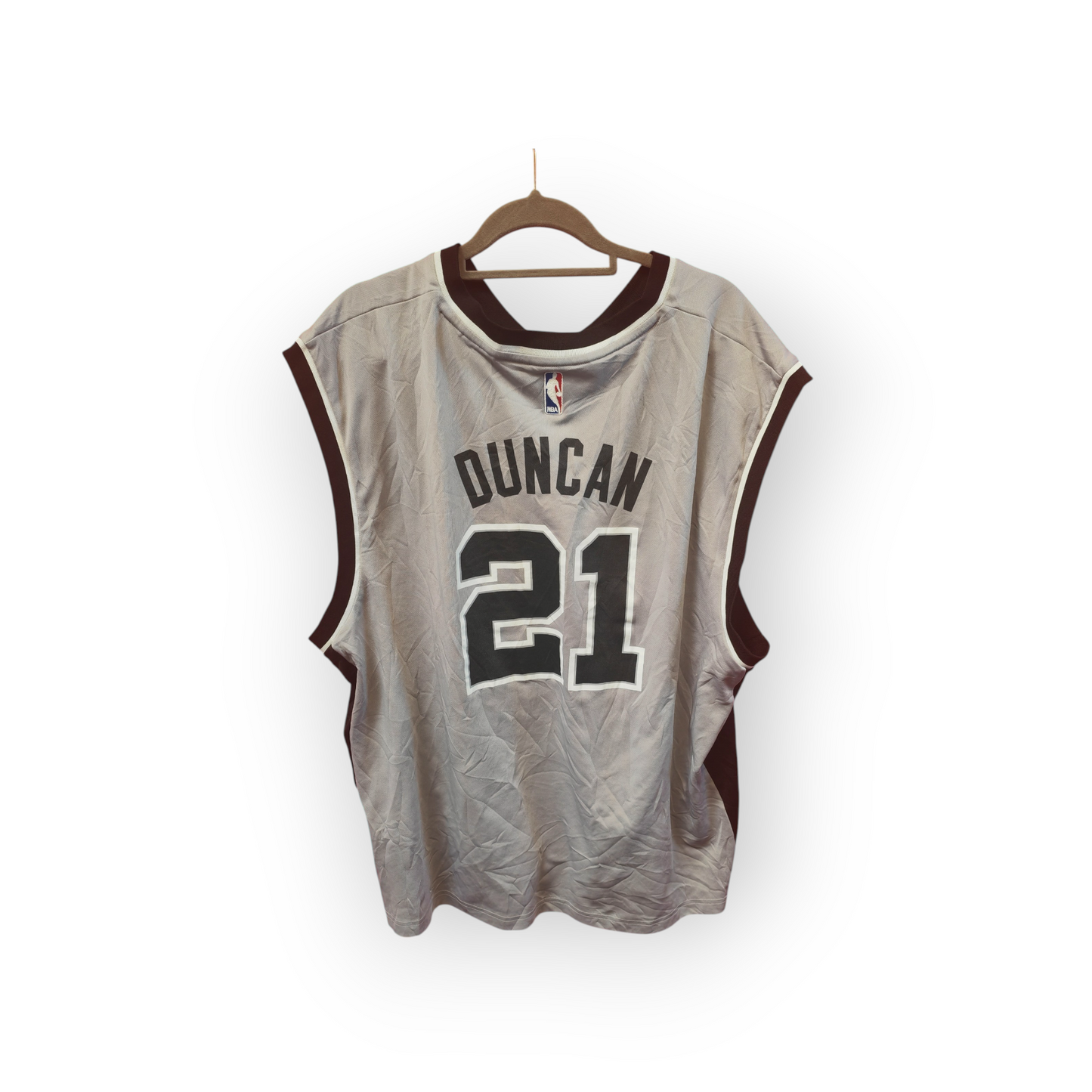 Adidas San Antonio Spurs NBA Jersey, #21 Duncan, Grey, Size XXL