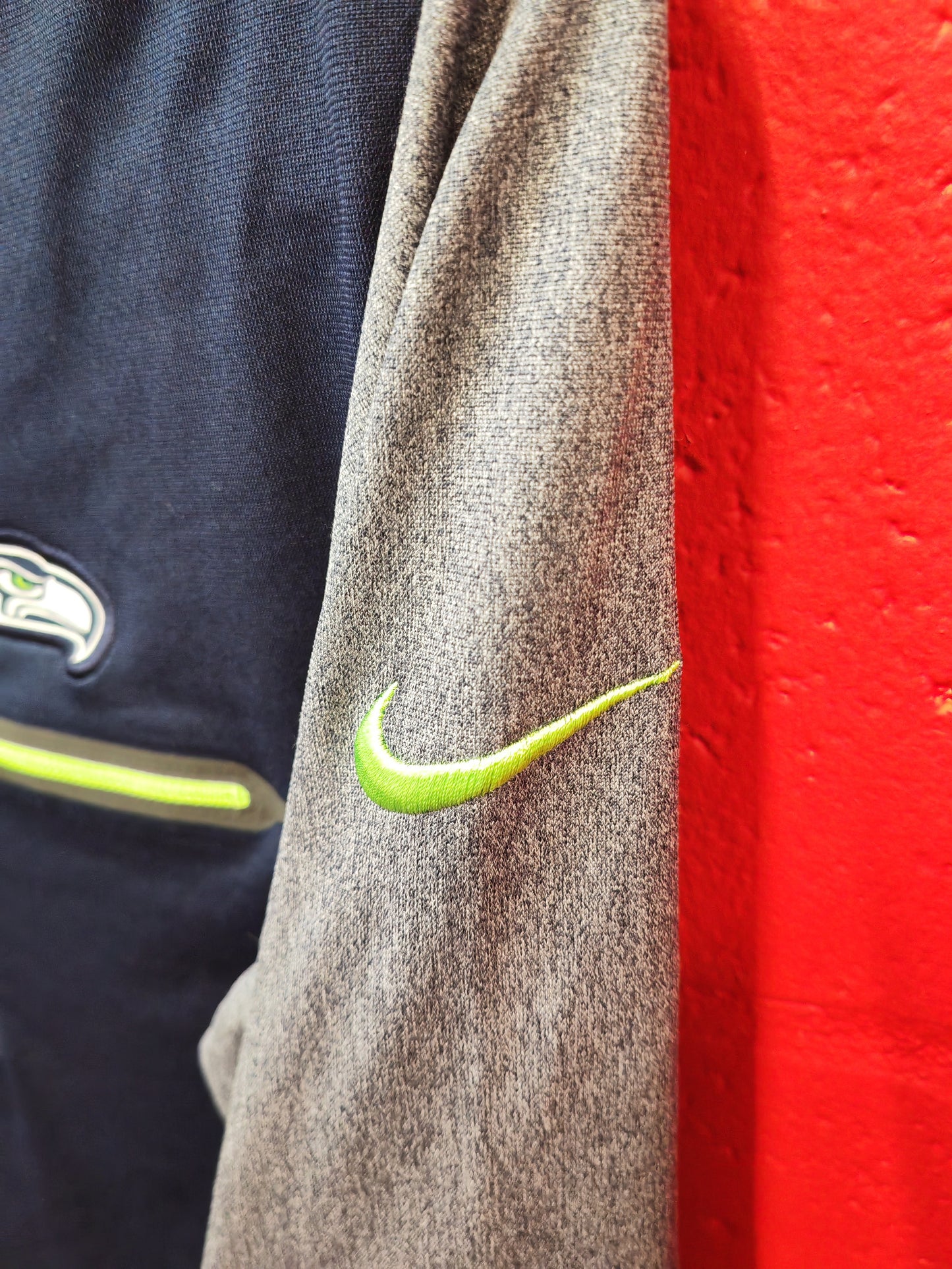 Nike Seattle Seahawks 1/4 Zip Long Sleeve Sweat Shirt, Navy Blue, Size Small