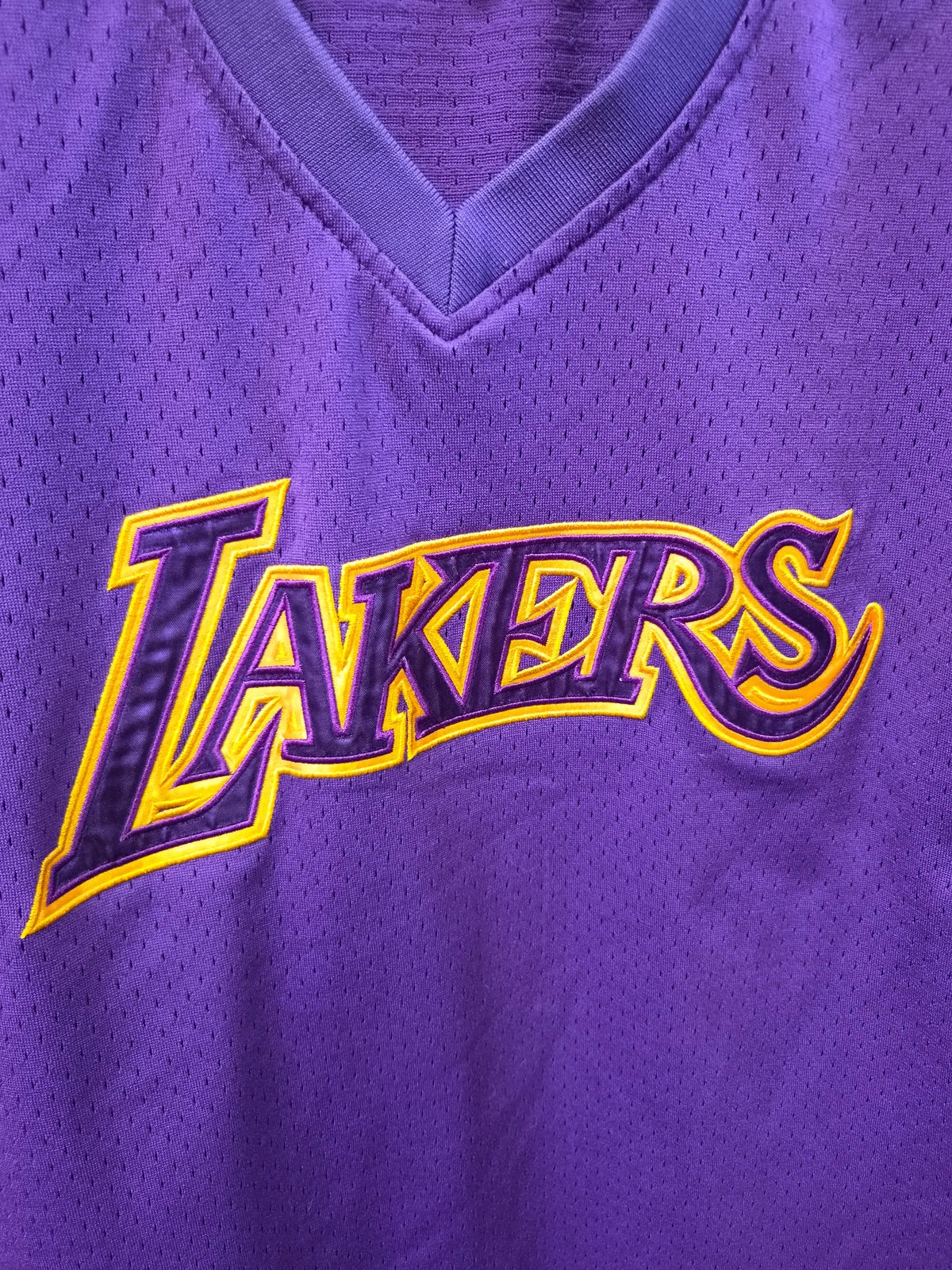 Mitchell & Ness Los Angeles Lakers Short Sleeve Jersey Style T Shirt, Purple, Large