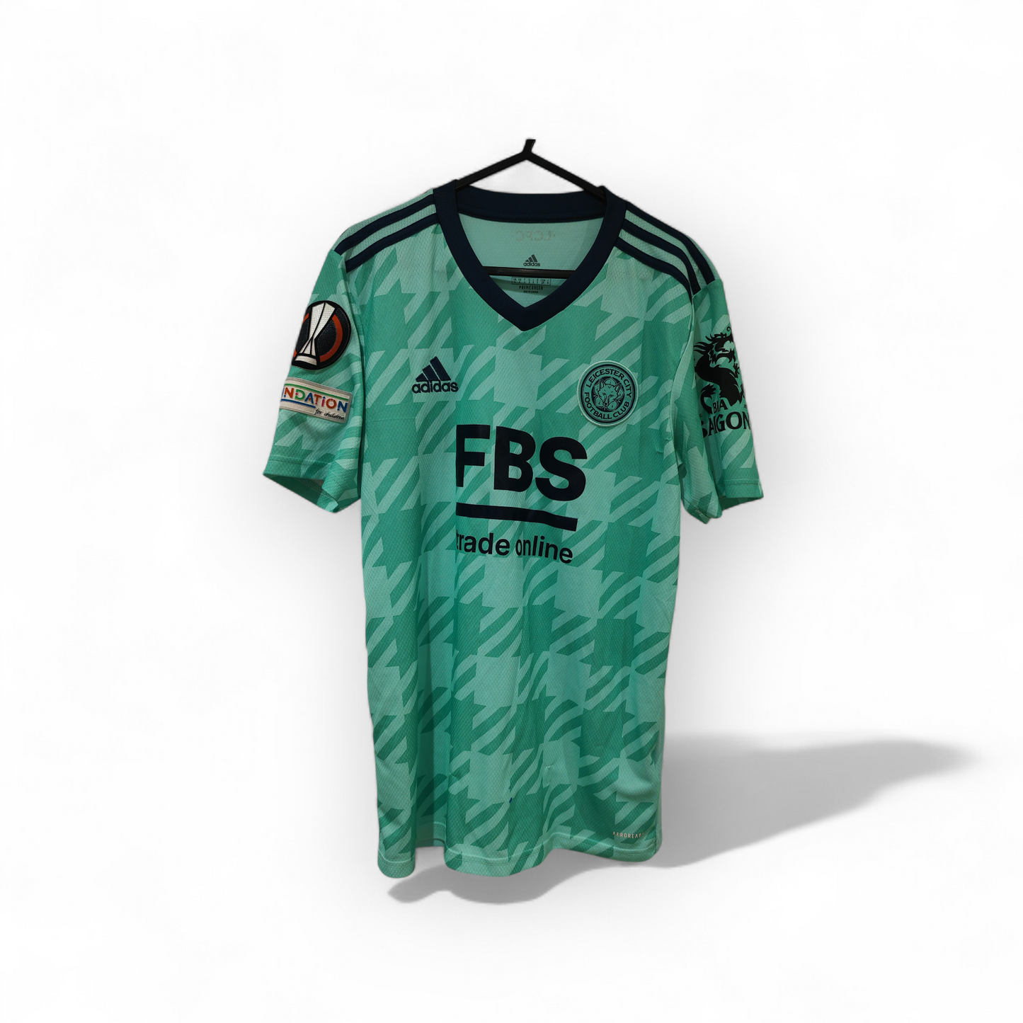 Adidas Leicester City FC 2021/22 Away Shirt With Europa League Patch, Green, Small