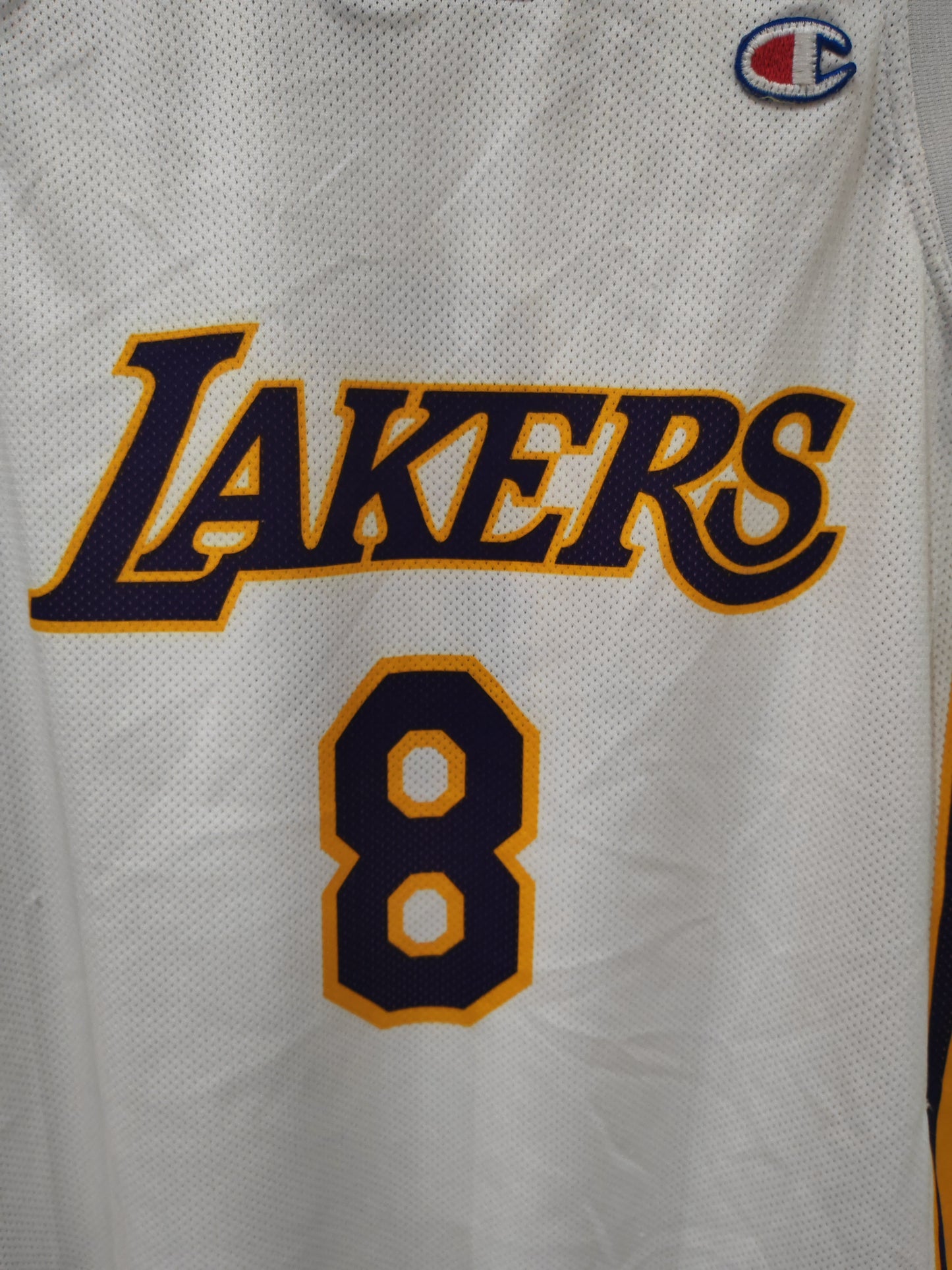 Champion Los Angeles Lakers NBA Jersey, #8 Bryant, White, Size Medium