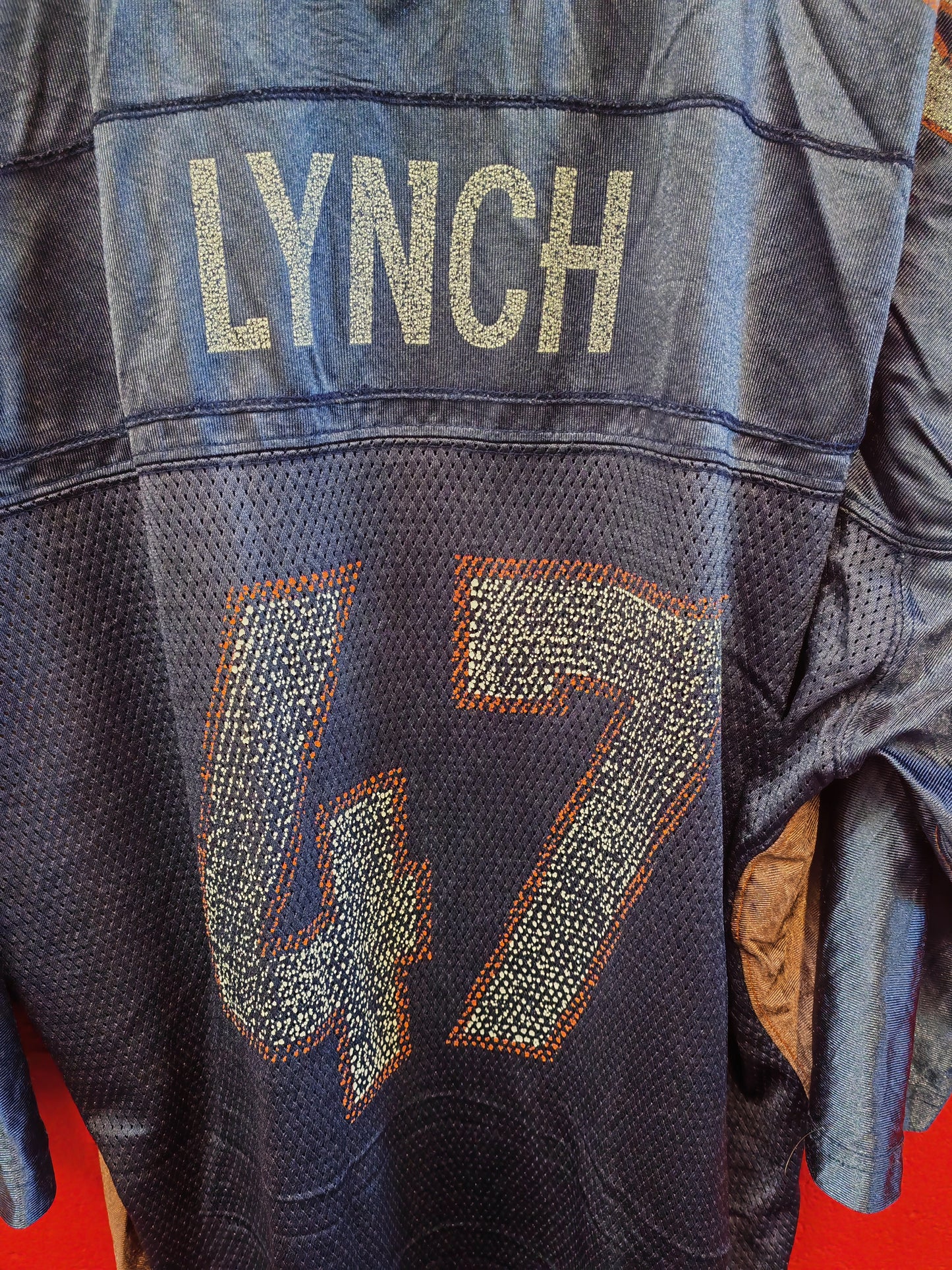Reebok Denver Broncos NFL Jersey, #47 Lynch, Navy Blue, Size XXL