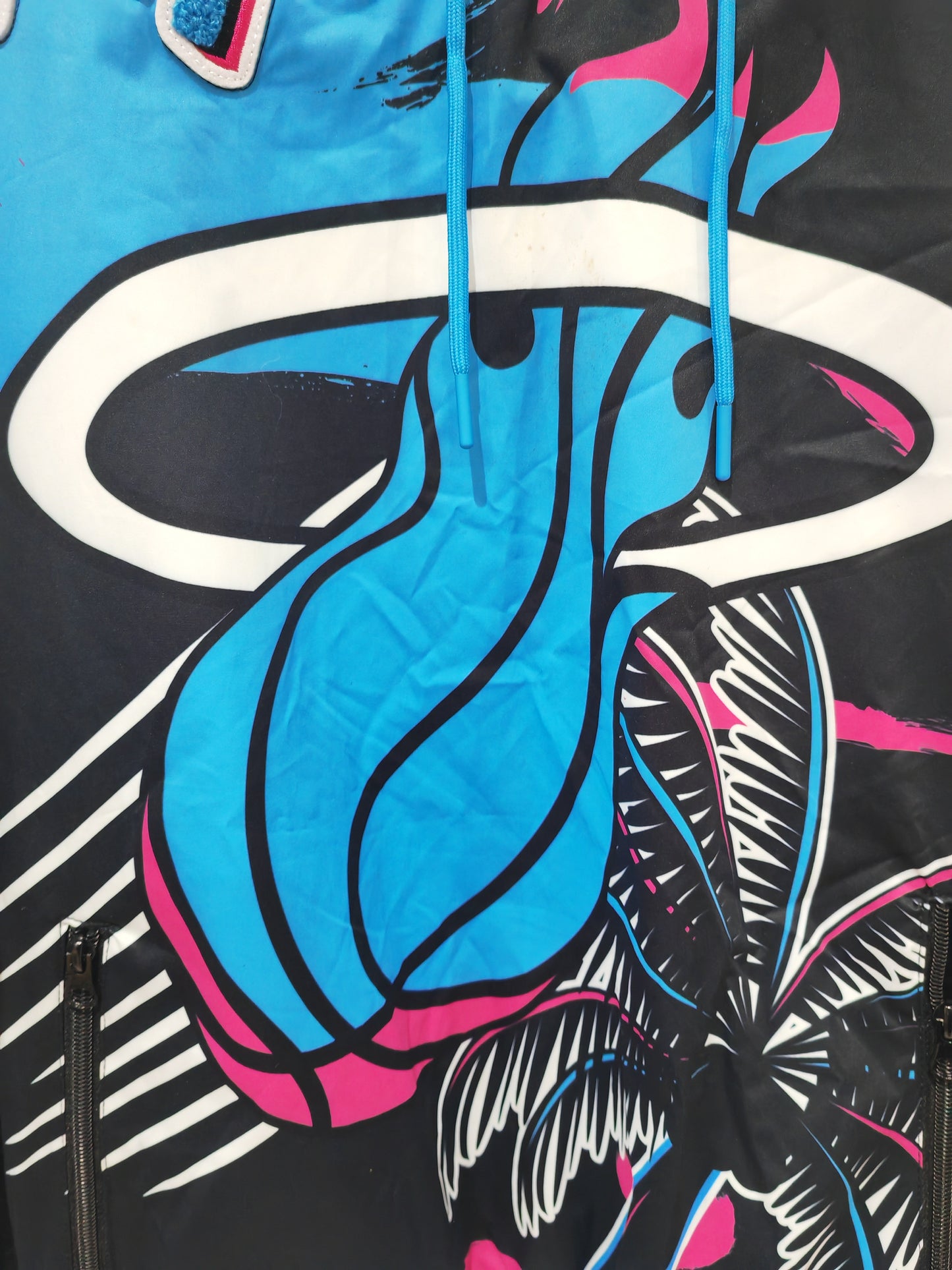 NBA X Black Pyramid Miami Heat Vice Pullover Hoodie, Black/blue/pink, Size Medium