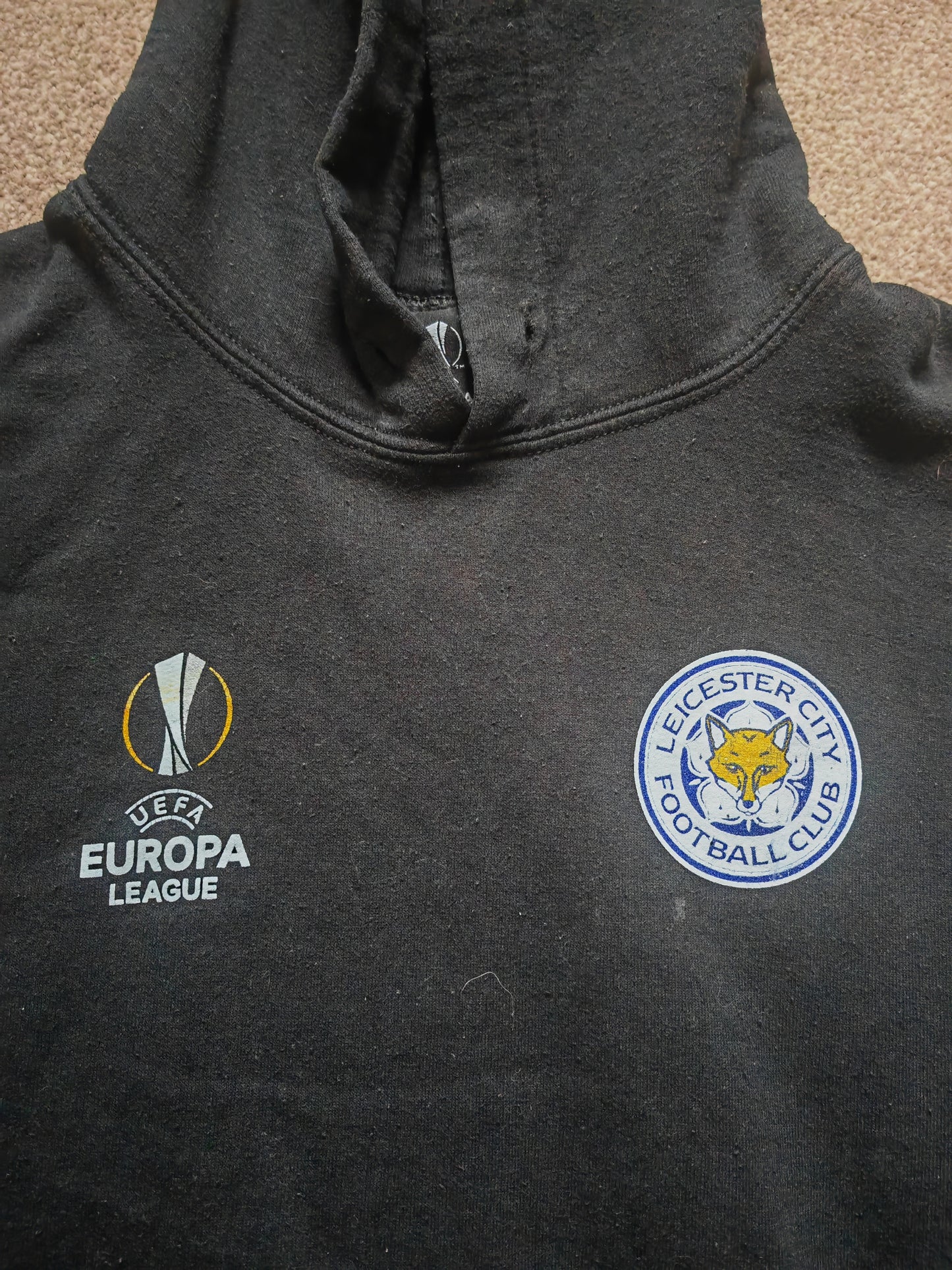 Youth UEFA Europa League Leicester City Pullover Hoodie, Black, Size YL