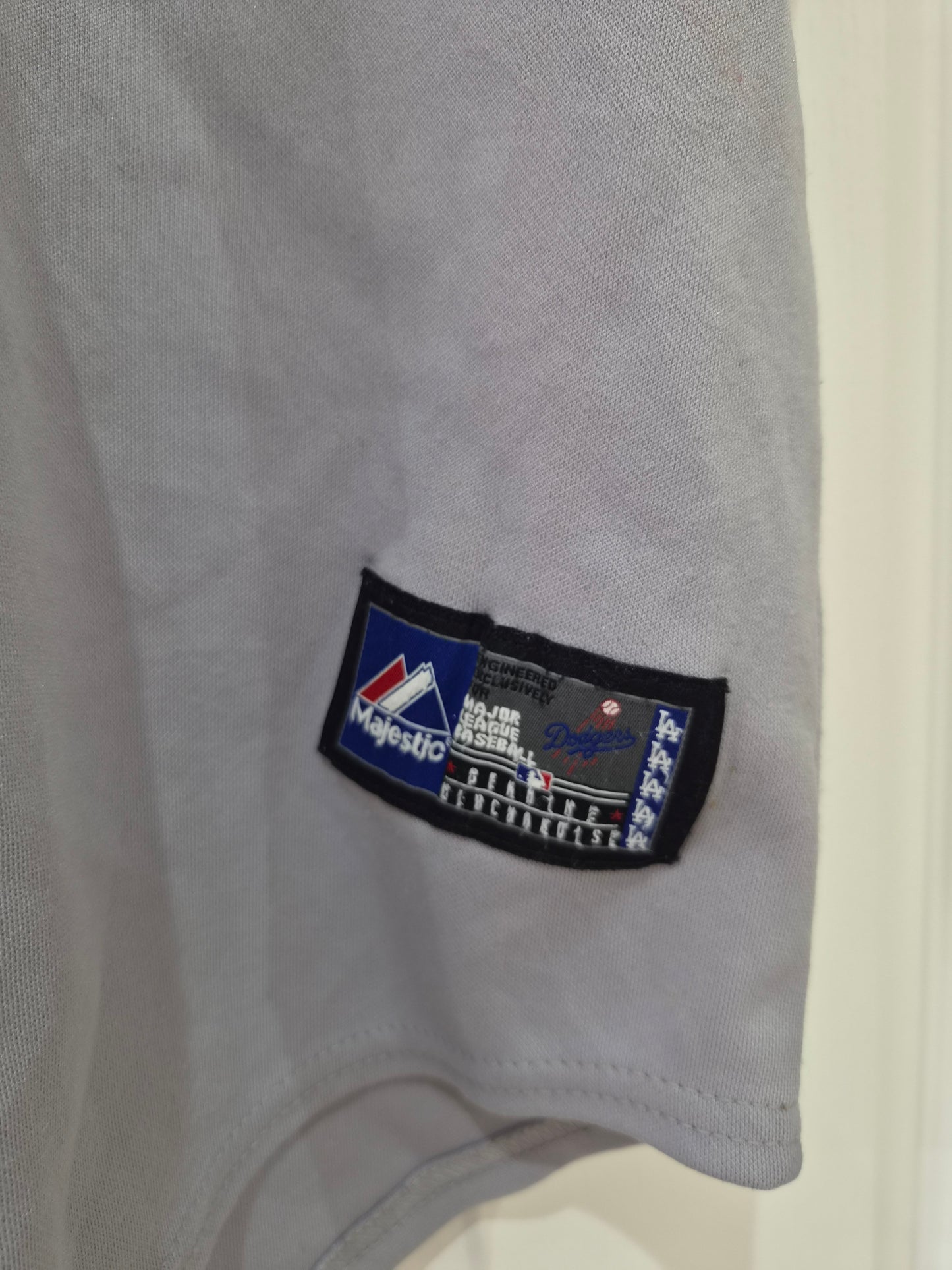 Youth Majestic Los Angeles Dodgers MLB Jersey, #10 Halpern, Grey, Size YM/L