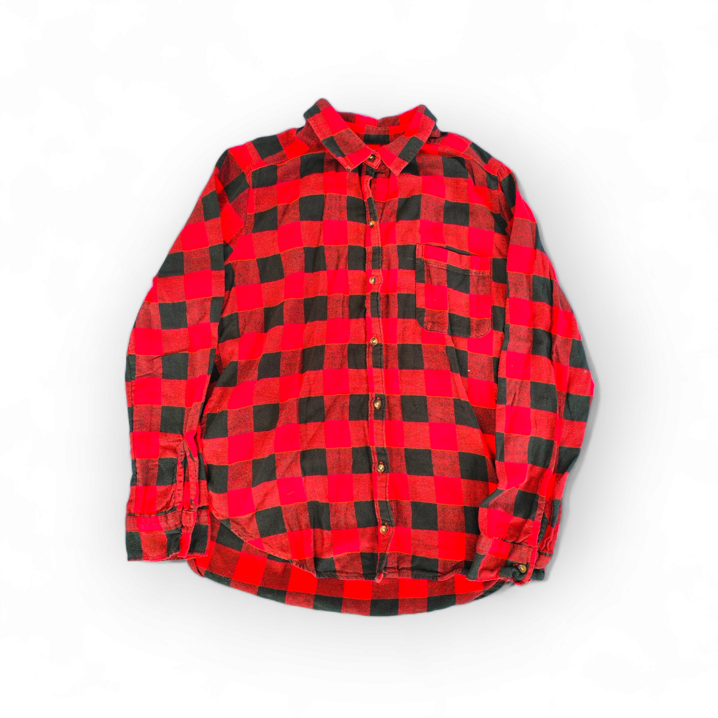 Women's Hollister Red Chequered Button Up Long Sleeve Shirt, Size Large