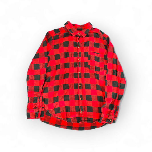 Women's Hollister Red Chequered Button Up Long Sleeve Shirt, Size Large