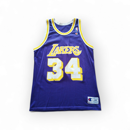 Vintage Champion Los Angeles Lakers NBA Jersey, #34 O'Neal, Purple, Size Medium