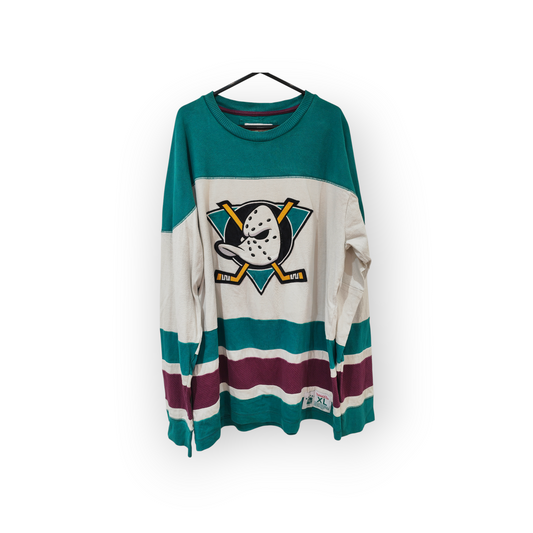 Mitchell & Ness Mighty Ducks Of Anaheim Long Sleeve T Shirt/Sweater, Size XL