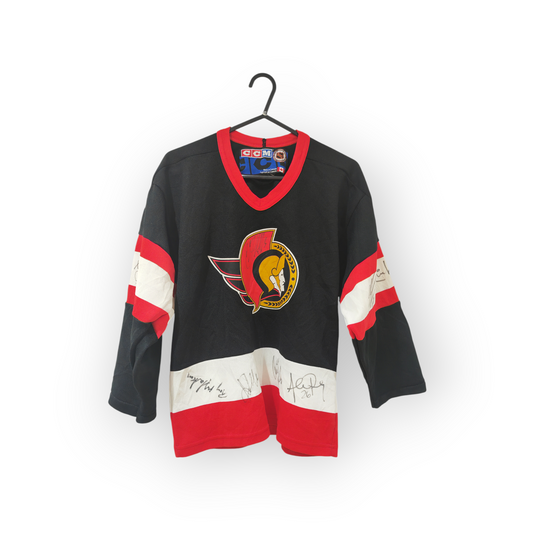 Youth CCM Ottawa Senators NHL Signed Hockey Jersey, Black, Size YS/M