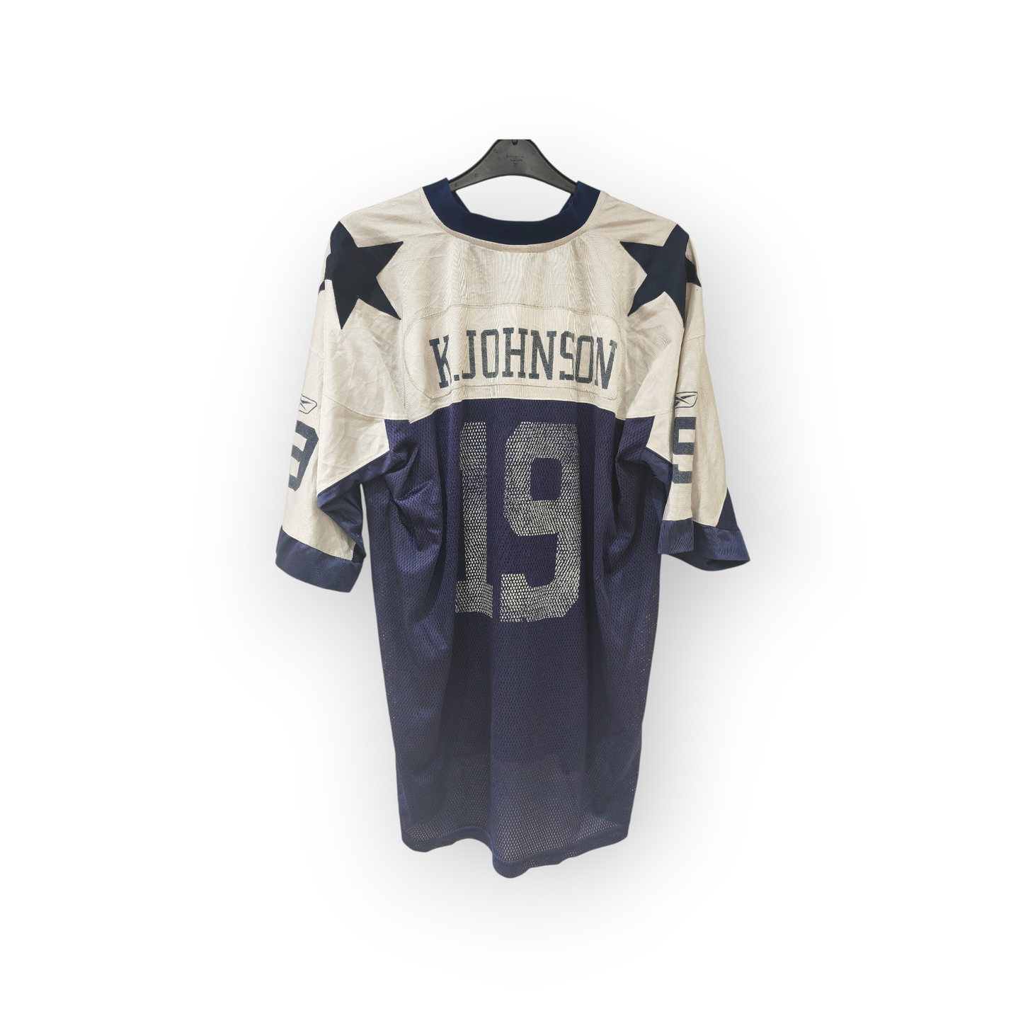 Reebok Throwback Dallas Cowboys NFL Jersey, #19 K. Johnson, Navy Blue, Size XXL