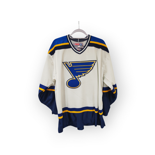 CCM St Louis Blues NHL Hockey Jersey, White, Size XL