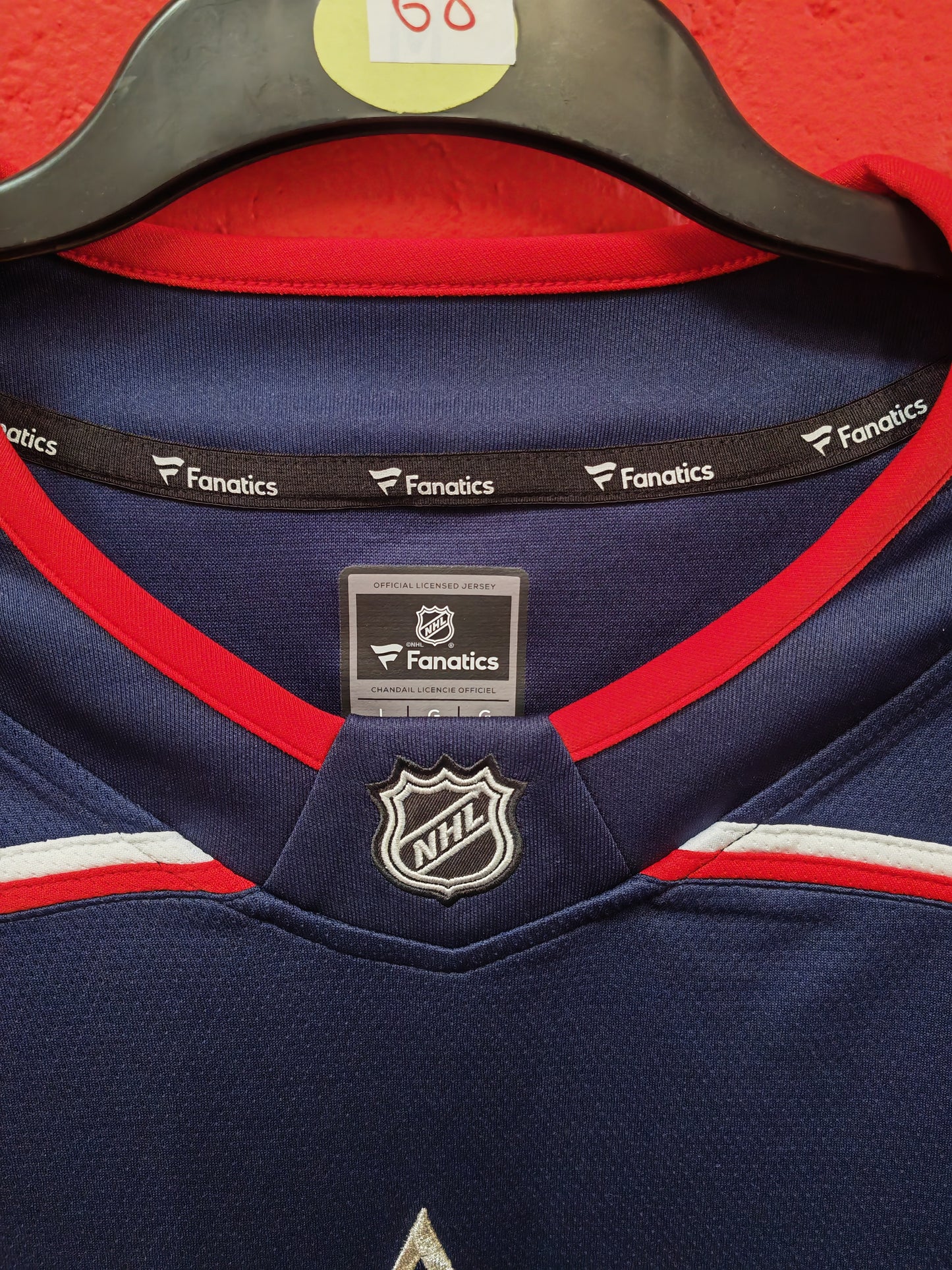 Fanatics Columbus Blue Jackets NHL Hockey Jersey, Navy Blue, Size Large