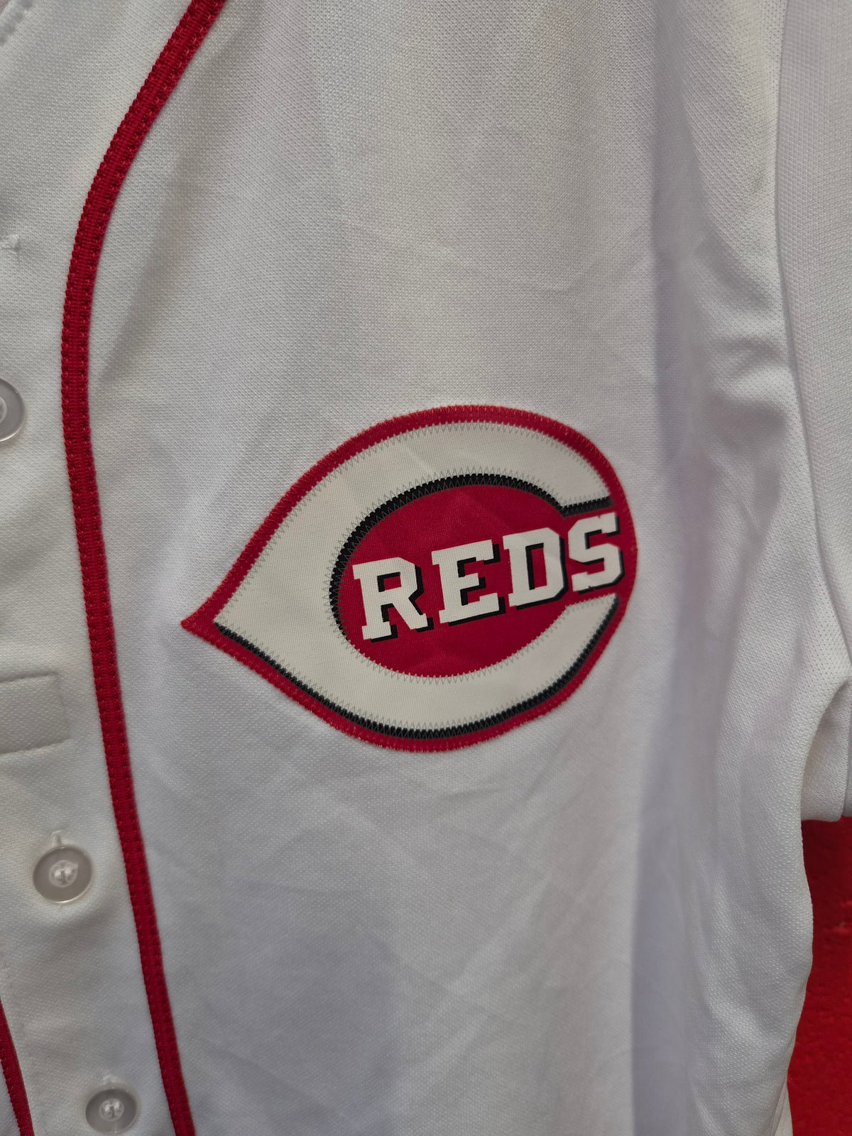 Women's Majestic Cincinatti Reds MLB Baseball Jersey, #19 Votto, White, Size XL