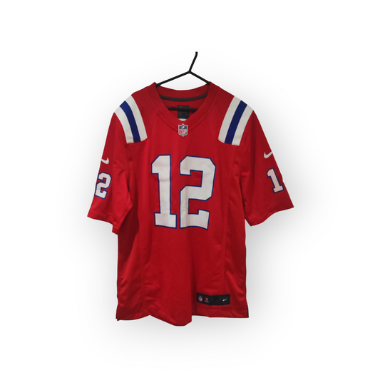 Nike New England Patriots NFL Jersey, #12 Brady, Red, Size Medium