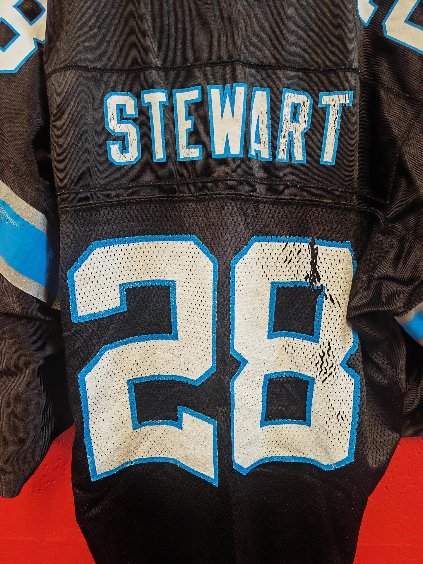 Reebok Carolina Panthers NFL Jersey, #28 Stewart, Black, Size Large