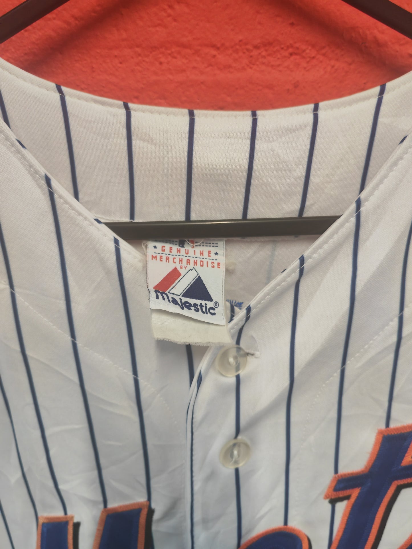 Majestic New York Mets MLB Baseball Jersey, #57 Santana, White/Blue, Size XL/XXL