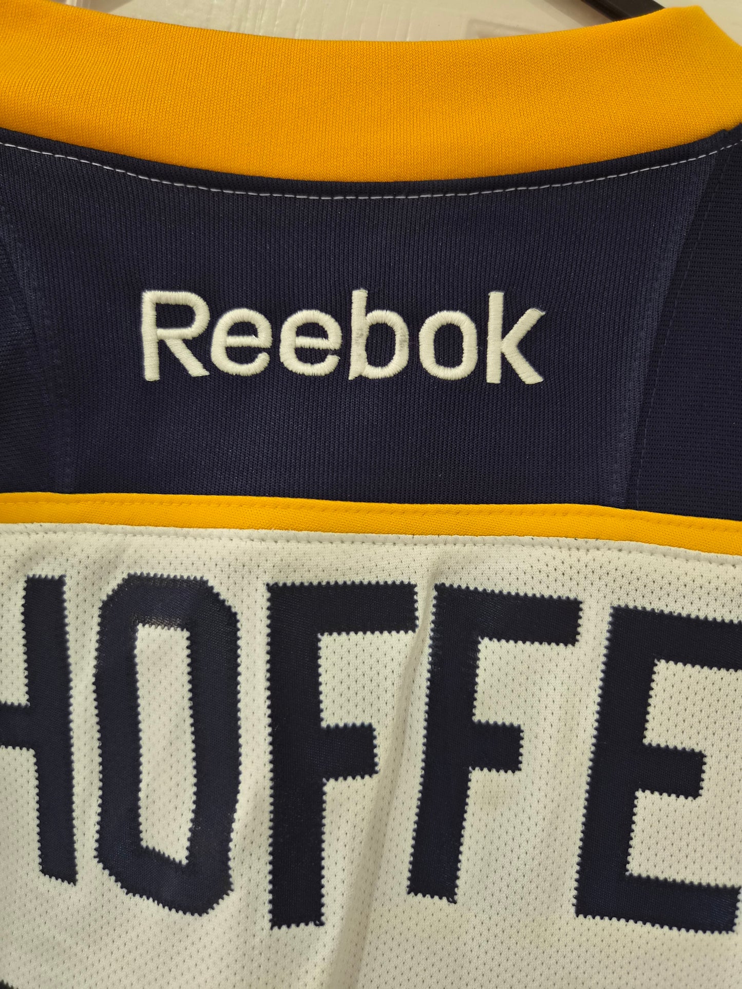 Reebok Ice Hockey Jersey, #32 Hoffe, White, Size Medium