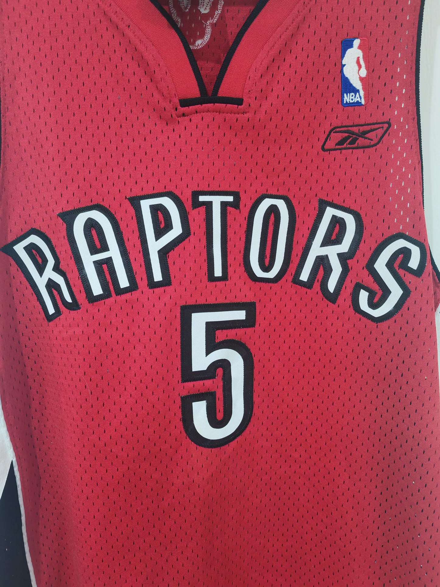 Reebok Toronto Raptors NBA Jersey, #5 Rose, Red, Size Medium +2 Length
