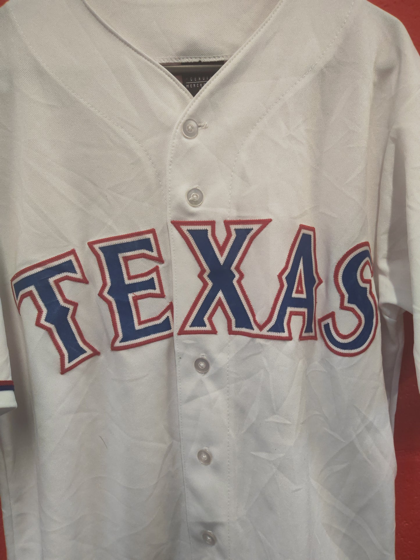Majestic Texas Rangers MLB Baseball Jersey, White, Size Small