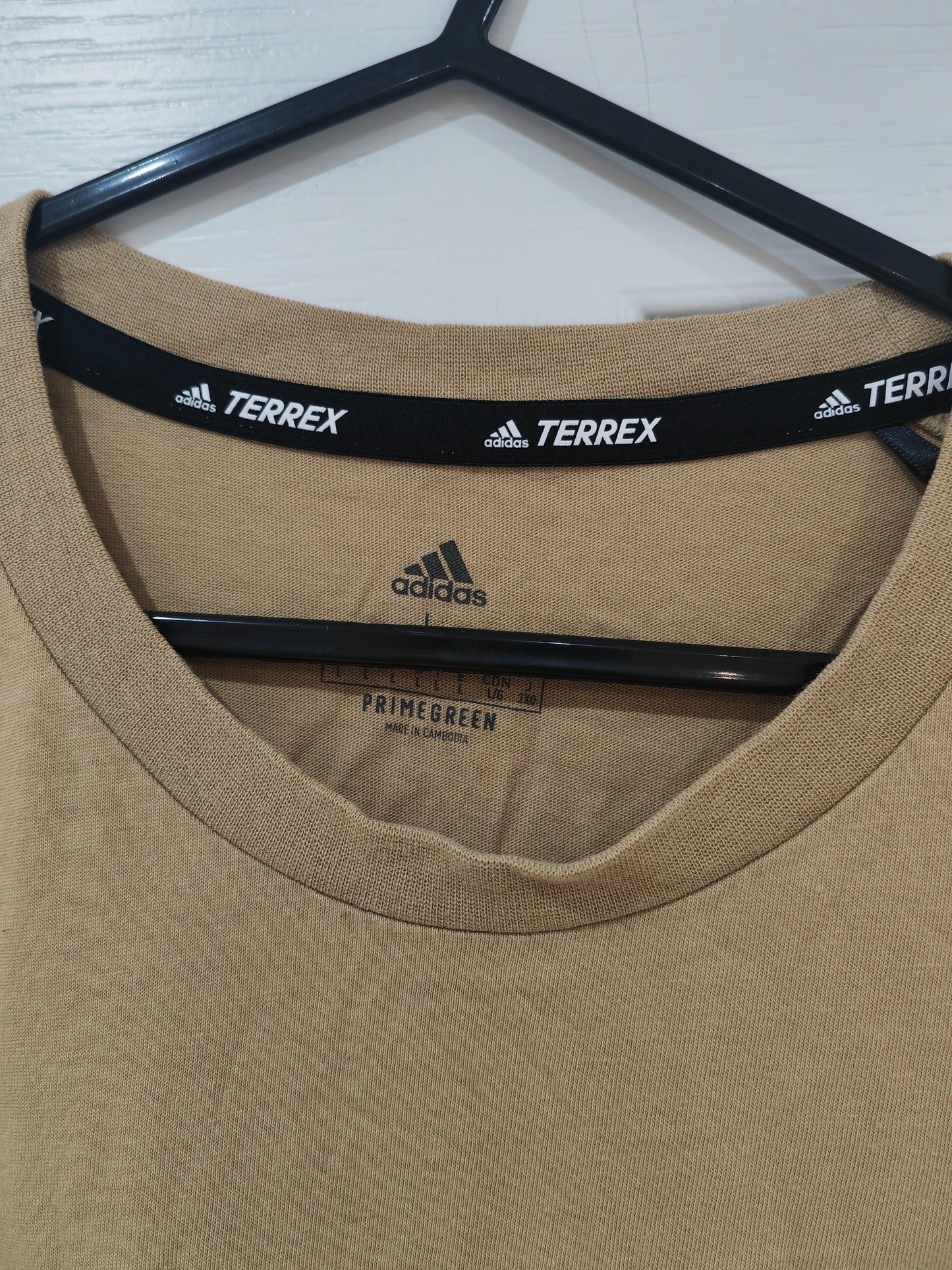 Adidas Terrex Shirt Sleeve T Shirt, Beige, Size Large