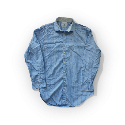 T.M. Lewin Classic Fit Button Up Shirt, Blue/White Stripe, Size 16.5 Collar