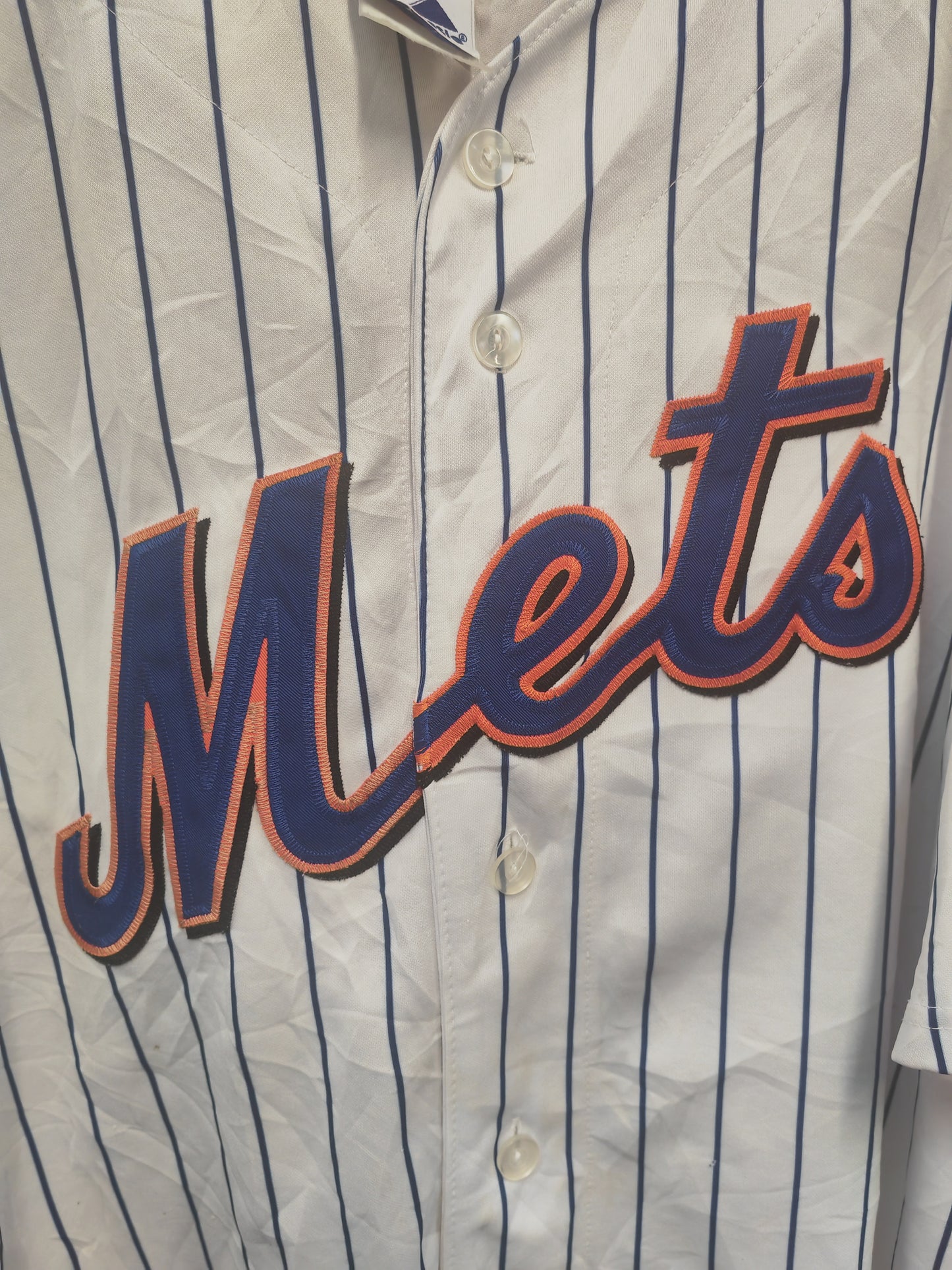 Majestic New York Mets MLB Baseball Jersey, #57 Santana, White/Blue, Size XL/XXL