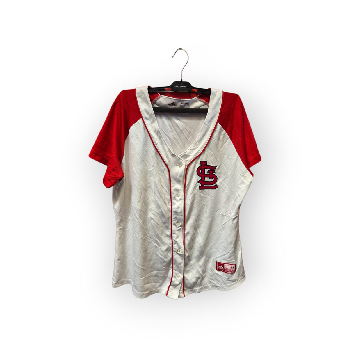 Women's Majestic St Louis Cardinals MLB Baseball Jersey, White/Red, Size XXL