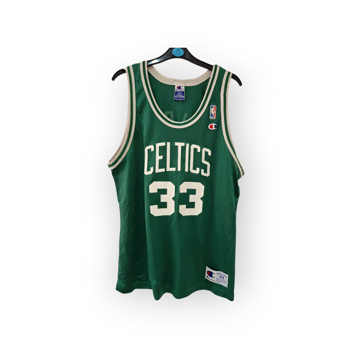 Champion Boston Celtics NBA Basketball Jersey, #33 Bird, Green, Size 44 Large