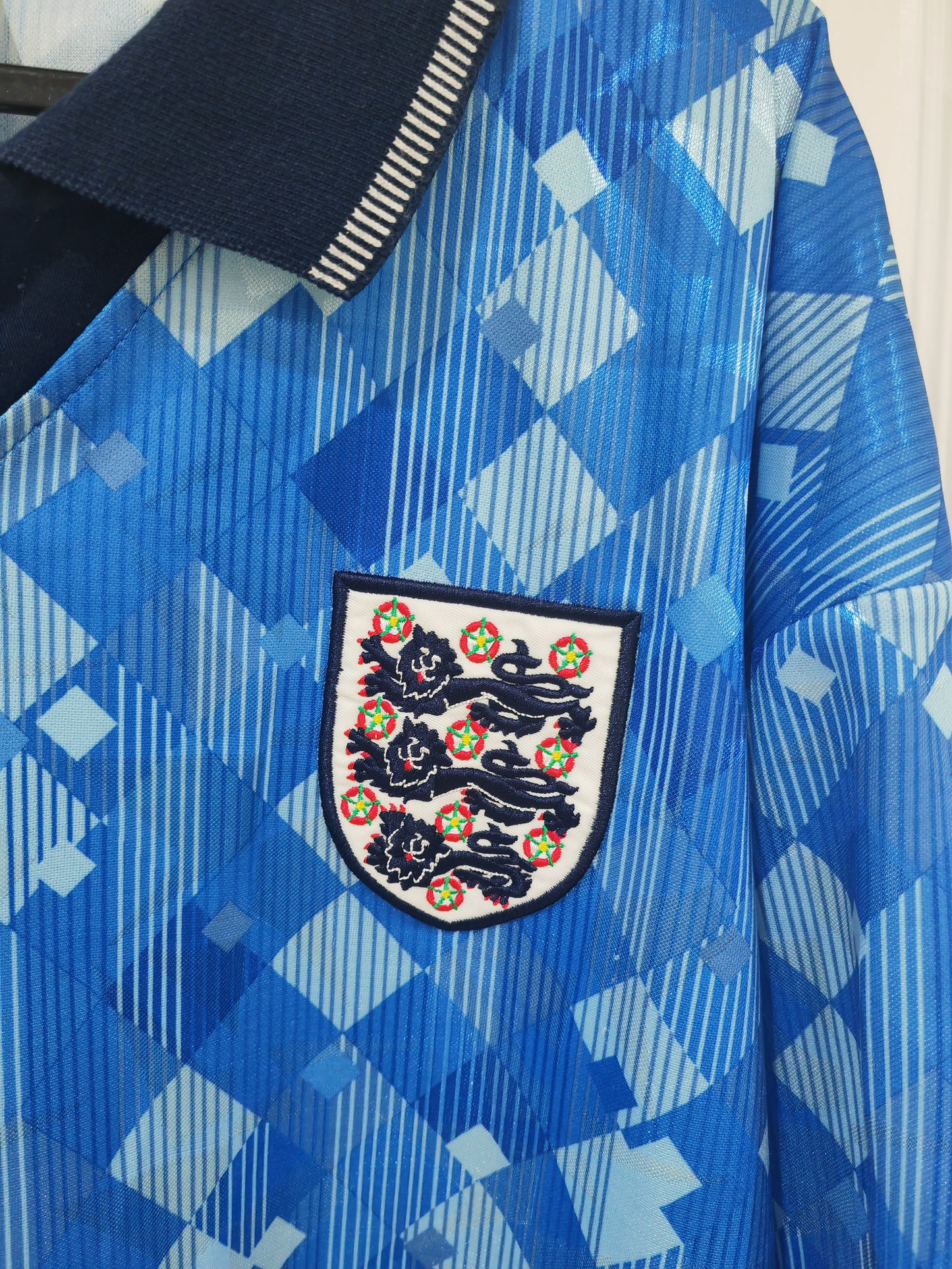 Score Draw 1990-92 England Away Shirt, Blue, Size XL