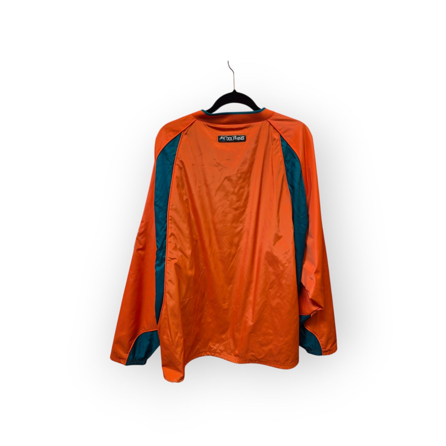 Reebok Miami Dolphins Long Sleeve Pullover Windreaker Jacket, Orange, Size XXL