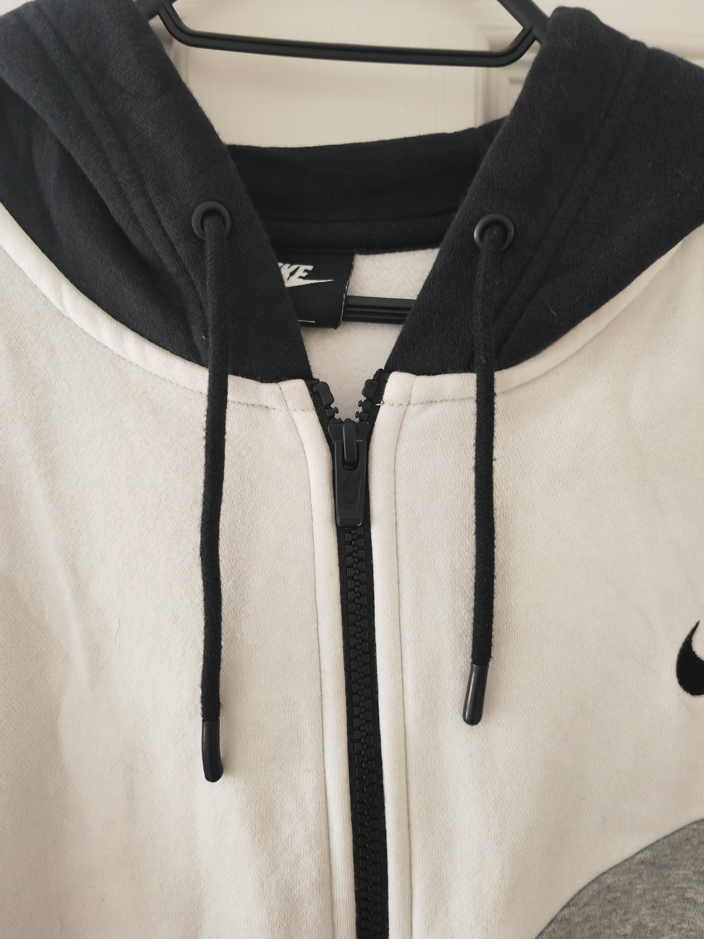 Nike Full Zip, Long Sleeve Casual Hoodie, Grey/White/Black, Size XL
