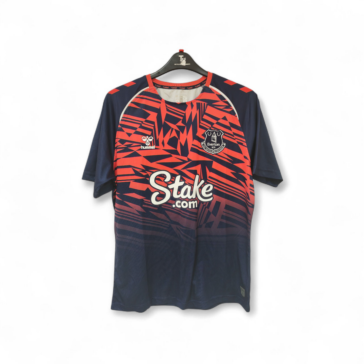 Hummel Everton FC Short Sleeve Training Shirt, Navy Blue/Pink, Size XL