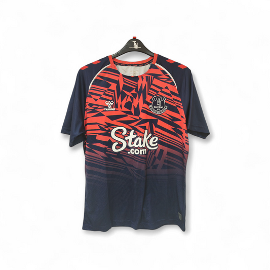 Hummel Everton FC Short Sleeve Training Shirt, Navy Blue/Pink, Size XL