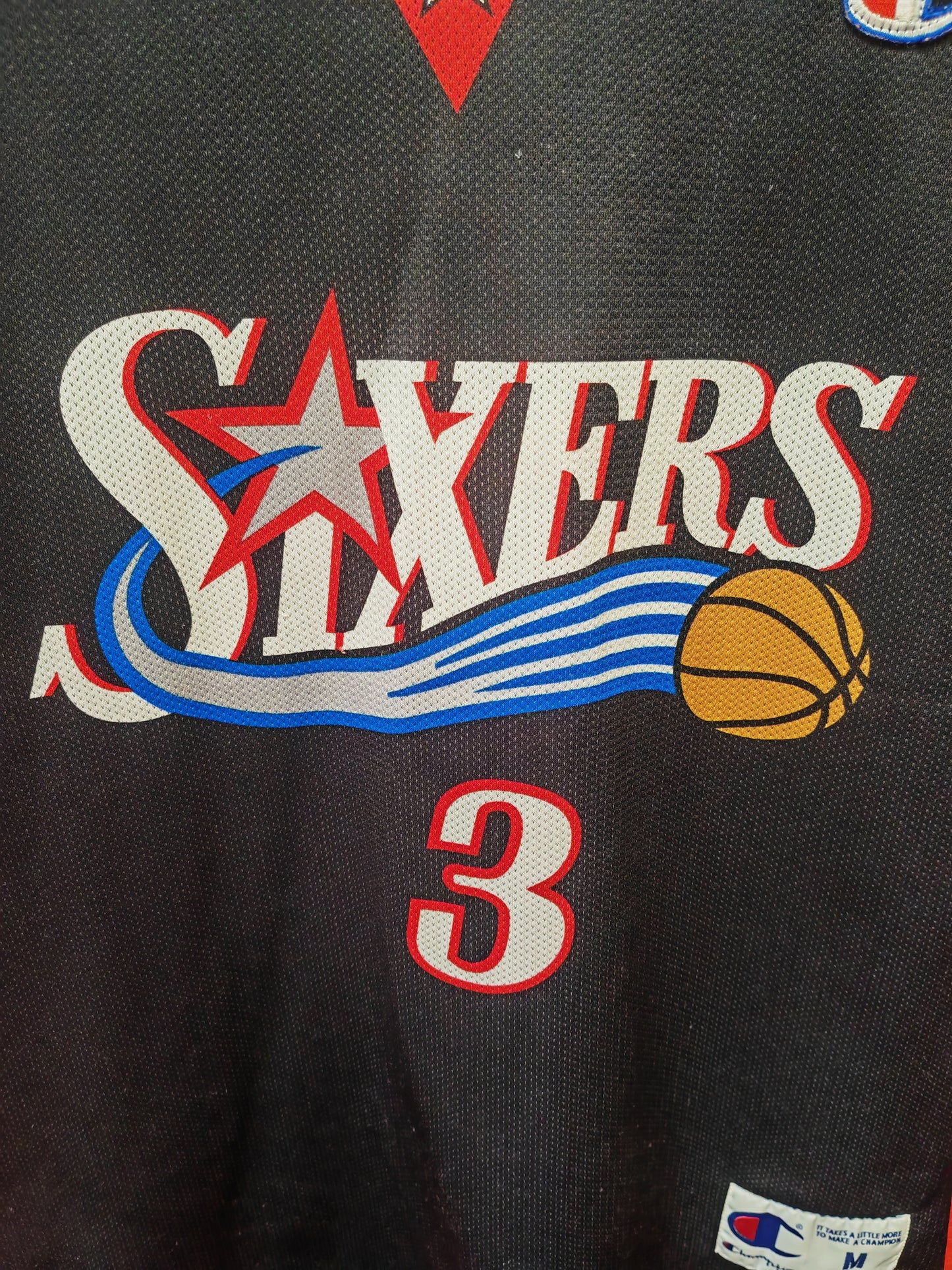 Champion Philadelphia 76ers NBA Jersey, #3 Iverson, Black, Size Medium