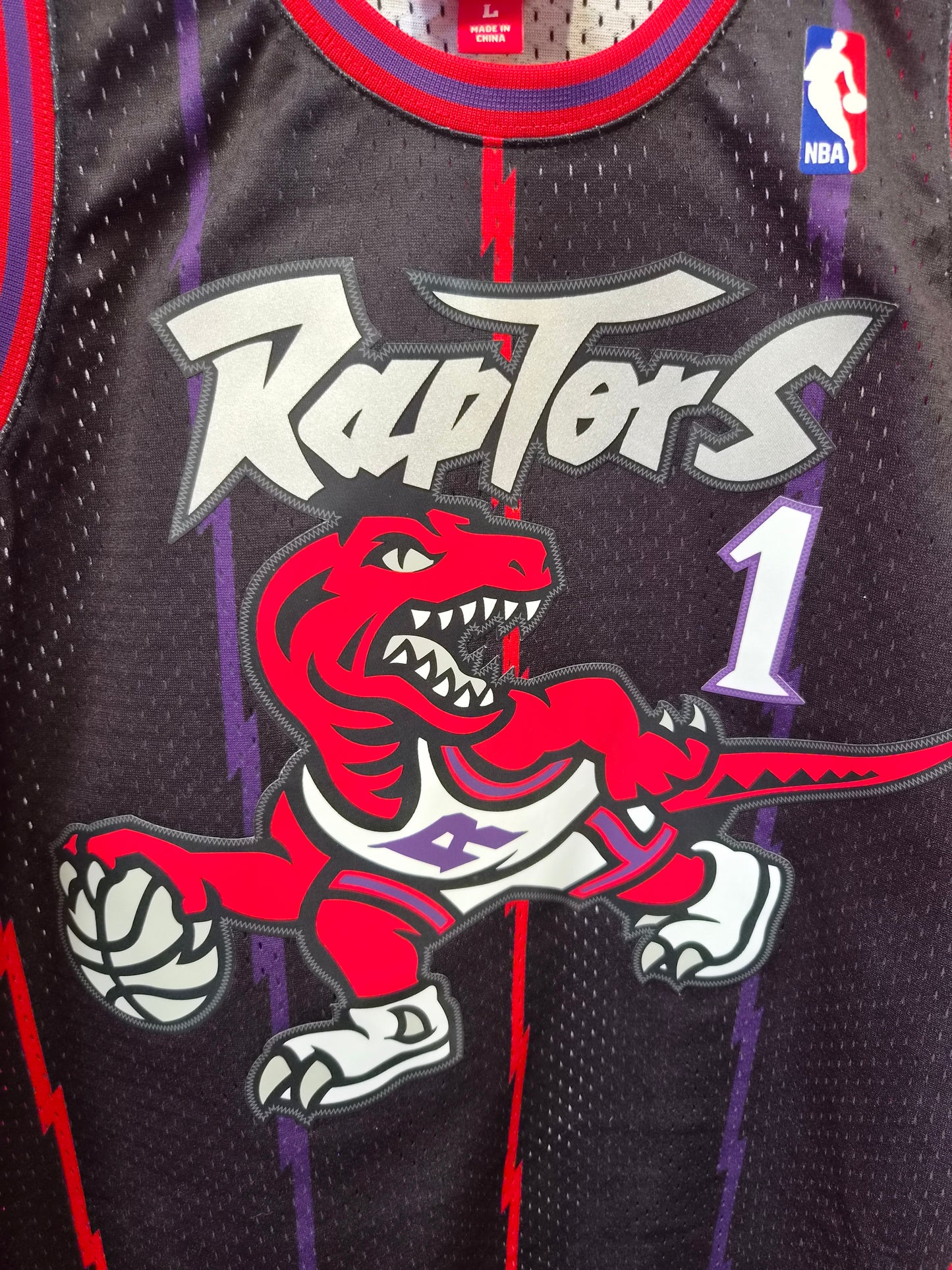 Mitchell & Ness Toronto Raptors 1998-99 NBA Jersey, #1 McGrady, Black, Size Large