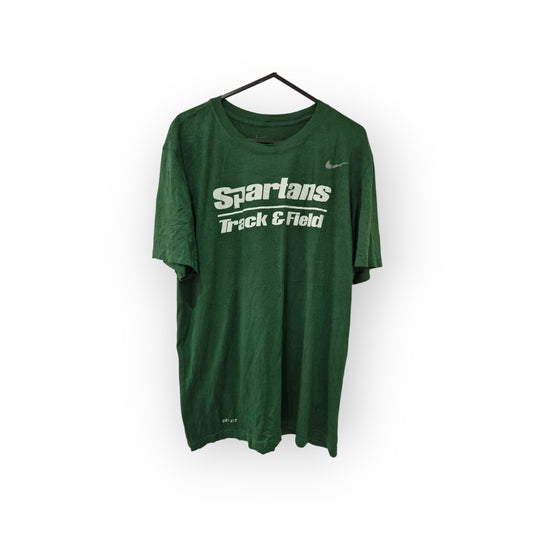 Nike Dri-fit Michigan State Spartans NCAA Track & Field T Shirt, Green, Size Medium
