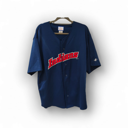 MLB Cleveland Indians/Guardians Baseball Jersey, Navy Blue, Size L