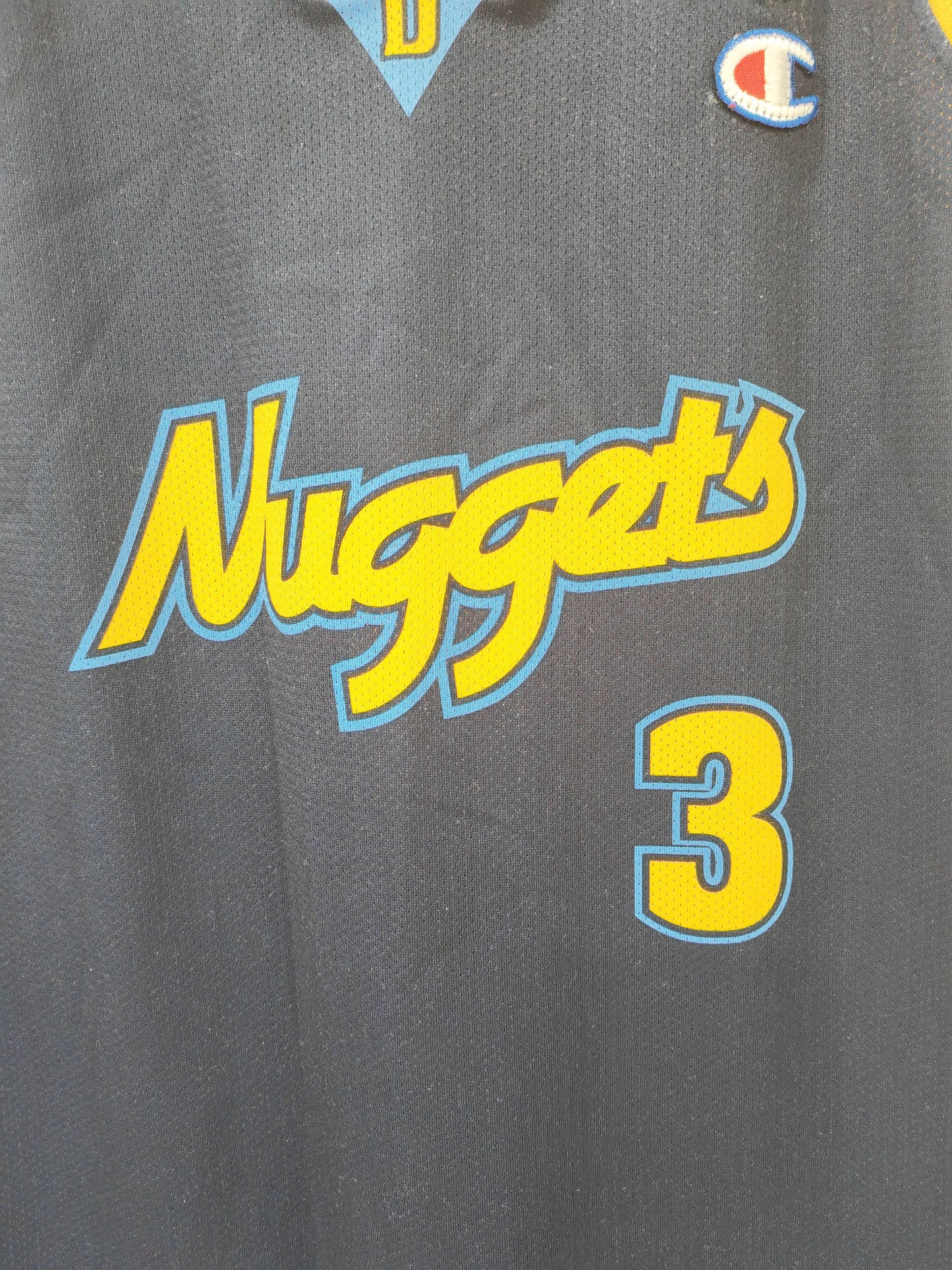 Youth Champion Denver Nuggets NBA Jersey, #3 Iverson, Navy Blue, Size Youth XL