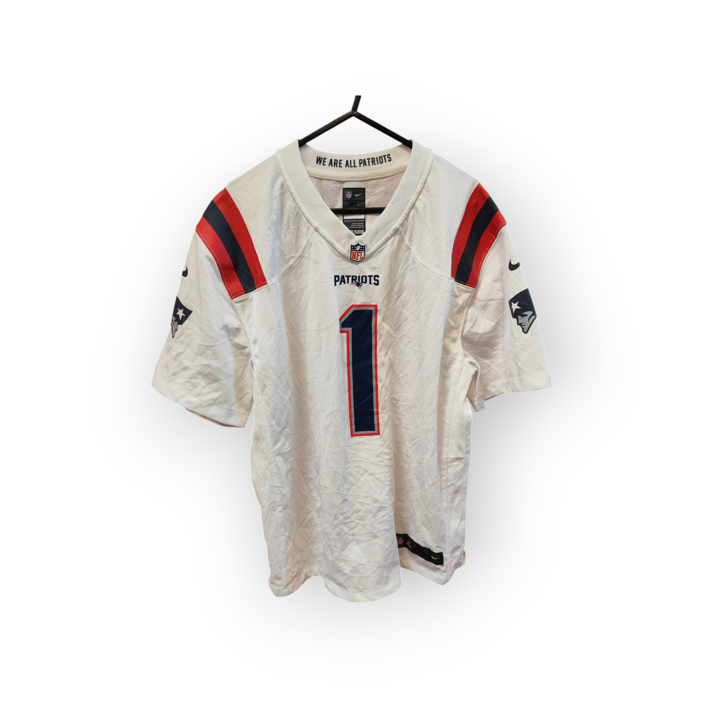 Youth Nike New England Patriots NFL Jersey, #1 Newton, White, Size YL