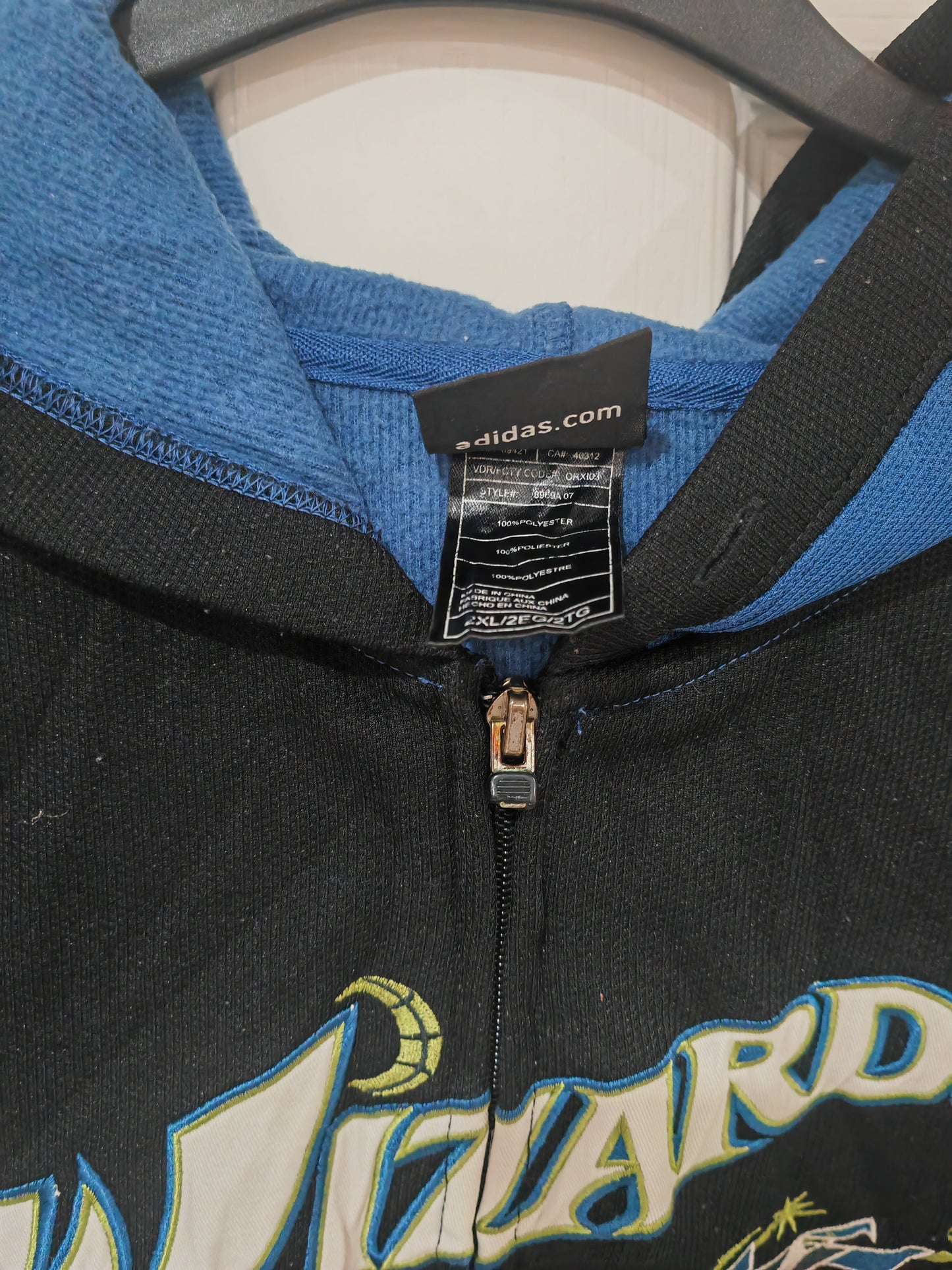 Adidas Washington Wizards NBA Full Zip Hoodie, Black/Blue, Size XXL