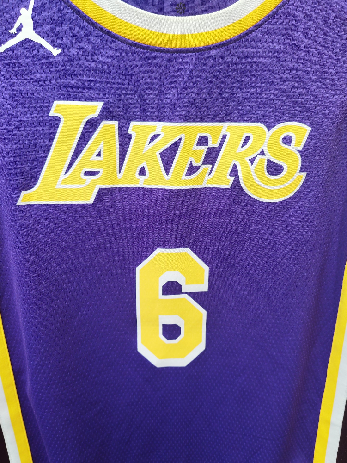 Jordan Los Angeles Lakers NBA Road Jersey, #6 James, Purple, Size Small