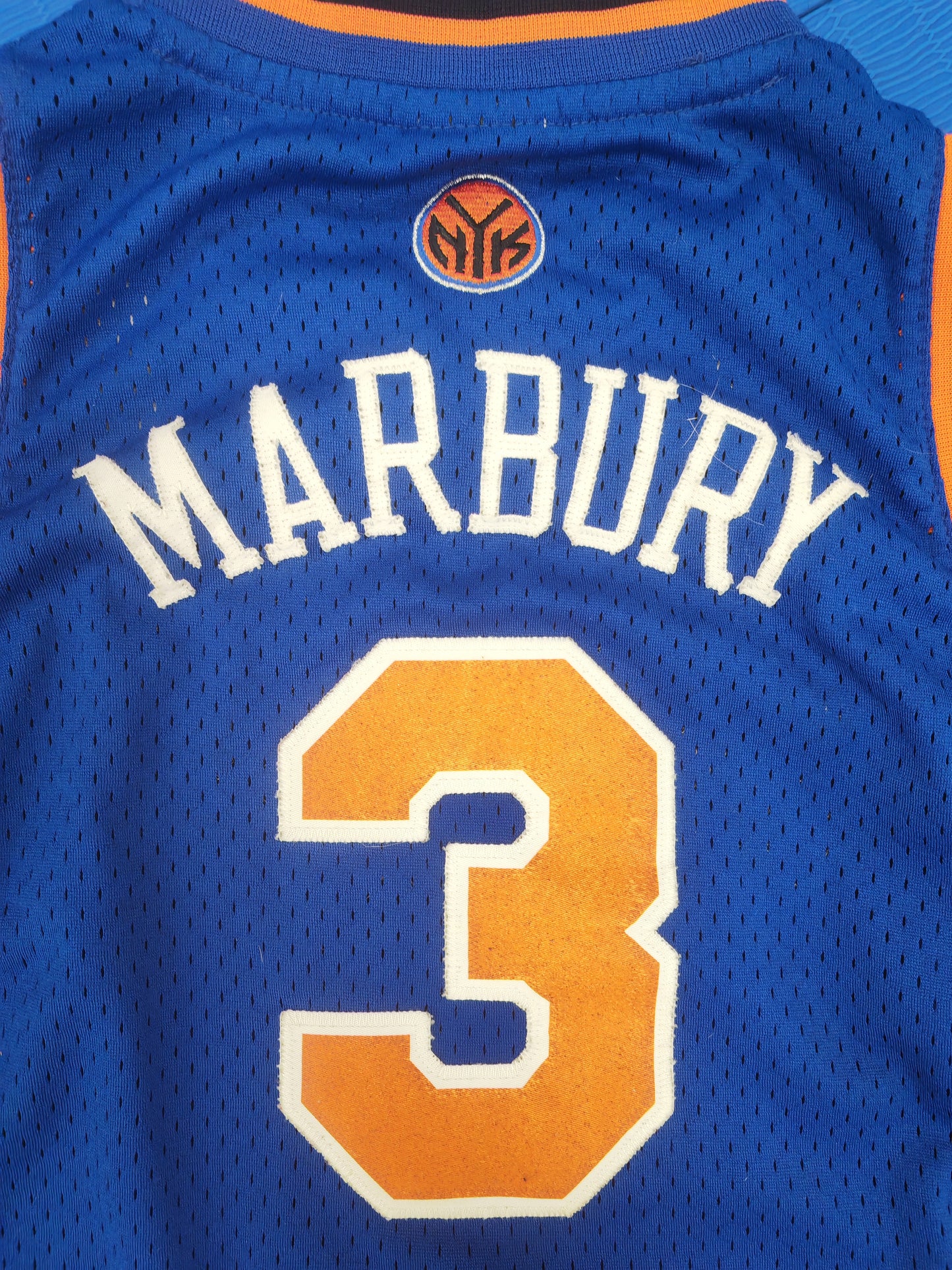 Youth Adidas New York Knicks NBA Basketball Jersey, #3 Marbury, Blue, Size YM