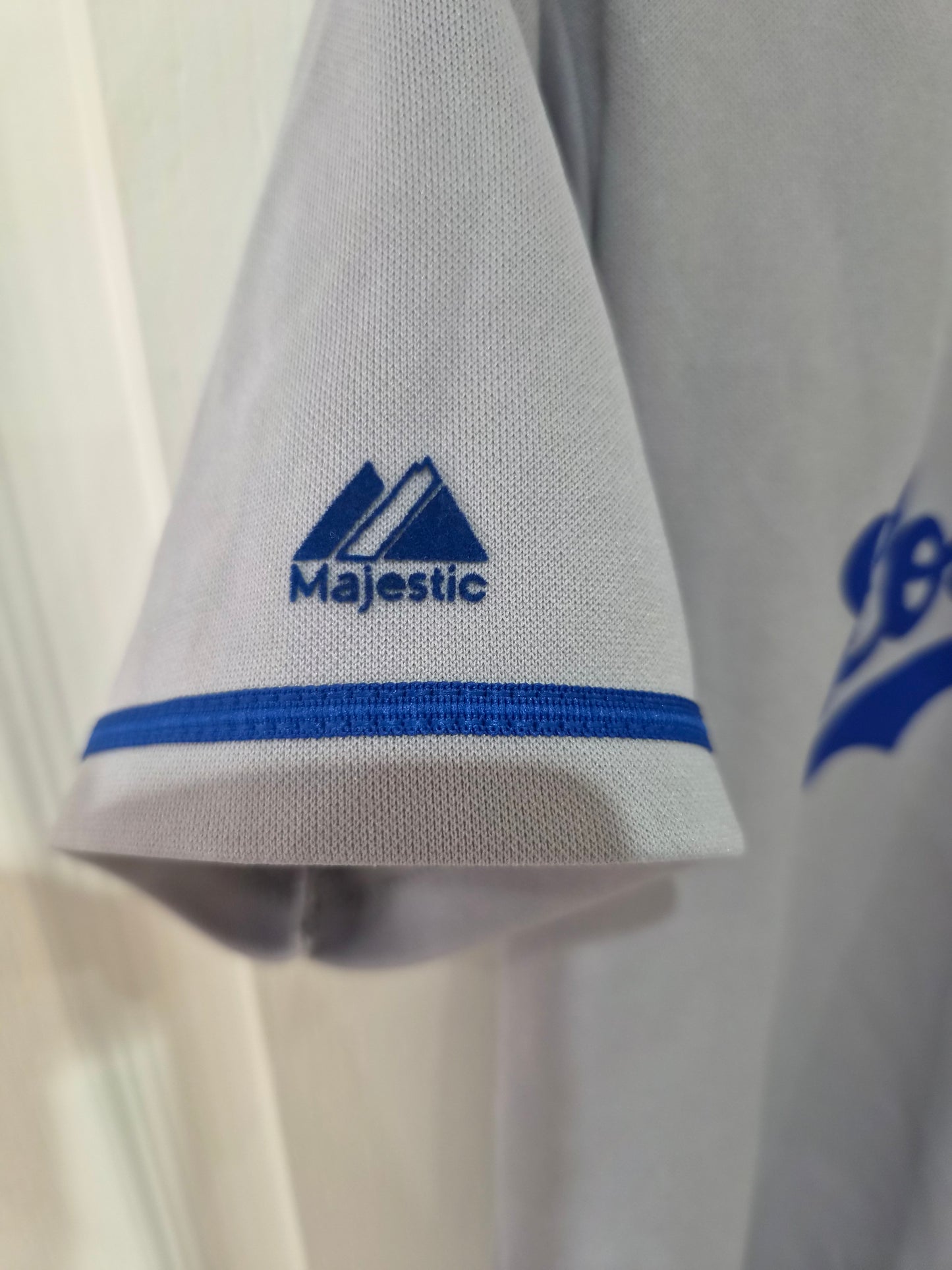 Youth Majestic Los Angeles Dodgers MLB Jersey, #10 Halpern, Grey, Size YM/L